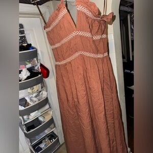 Patrons of Peace Terracotta Dress with pockets on side